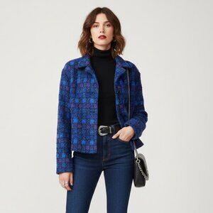 VINTAGE DRESSBARN Textured Blue & Purple Button Front Jacket | Size Large